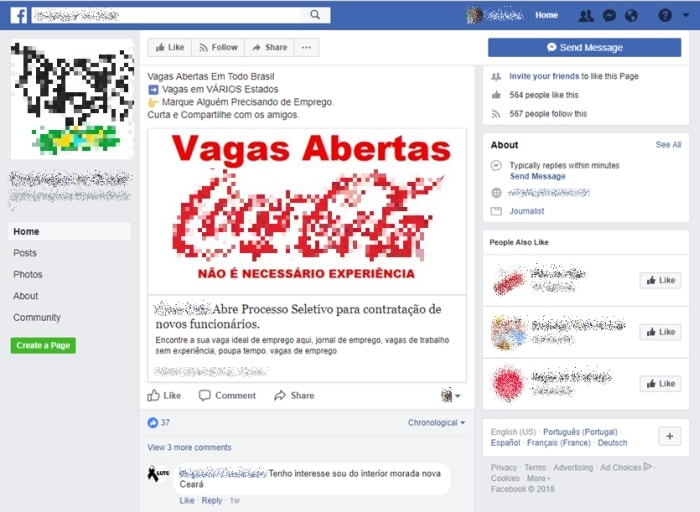 Vaga suspeita de golpe Facebook. 5 super dicas para não cair no golpe falso emprego